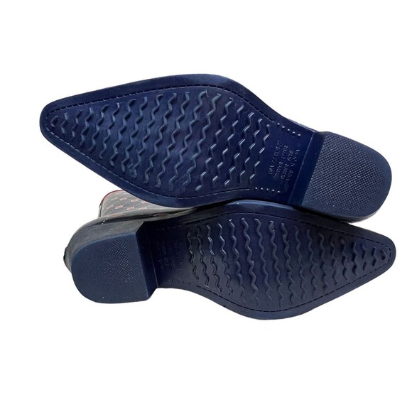 Stadium Stomper Rain Boots Pull Up Pointed Toe Polka Dots Blue Red‎ Women Size 7 - Picture 8 of 8